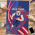 Personalized Western Bulldogs Puzzle Polynesian Tribal Bulldog Mascot With Hibiscus Floral Art
