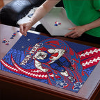 Personalized Western Bulldogs Puzzle Polynesian Tribal Bulldog Mascot With Hibiscus Floral Art