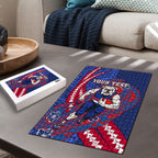 Personalized Western Bulldogs Puzzle Polynesian Tribal Bulldog Mascot With Hibiscus Floral Art