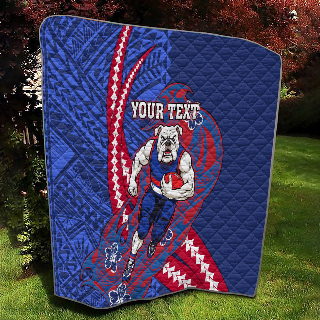 Personalized Western Bulldogs Quilt Polynesian Tribal Bulldog Mascot With Hibiscus Floral Art