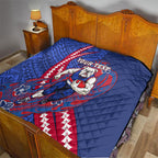 Personalized Western Bulldogs Quilt Polynesian Tribal Bulldog Mascot With Hibiscus Floral Art