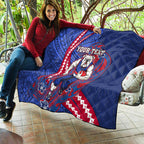 Personalized Western Bulldogs Quilt Polynesian Tribal Bulldog Mascot With Hibiscus Floral Art