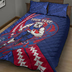 Personalized Western Bulldogs Quilt Bed Set Polynesian Tribal Bulldog Mascot With Hibiscus Floral Art