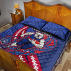 Personalized Western Bulldogs Quilt Bed Set Polynesian Tribal Bulldog Mascot With Hibiscus Floral Art