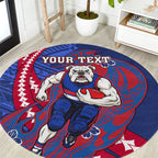 Personalized Western Bulldogs Round Carpet Polynesian Tribal Bulldog Mascot With Hibiscus Floral Art