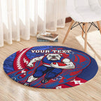 Personalized Western Bulldogs Round Carpet Polynesian Tribal Bulldog Mascot With Hibiscus Floral Art