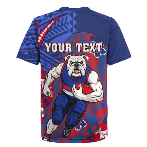 Personalized Western Bulldogs Rugby Jersey Polynesian Tribal Bulldog Mascot With Hibiscus Floral Art