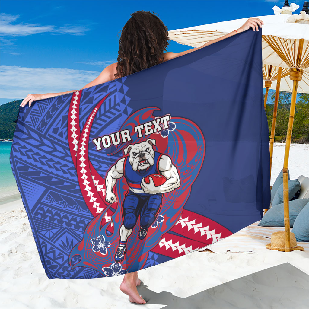 Personalized Western Bulldogs Sarong Polynesian Tribal Bulldog Mascot With Hibiscus Floral Art