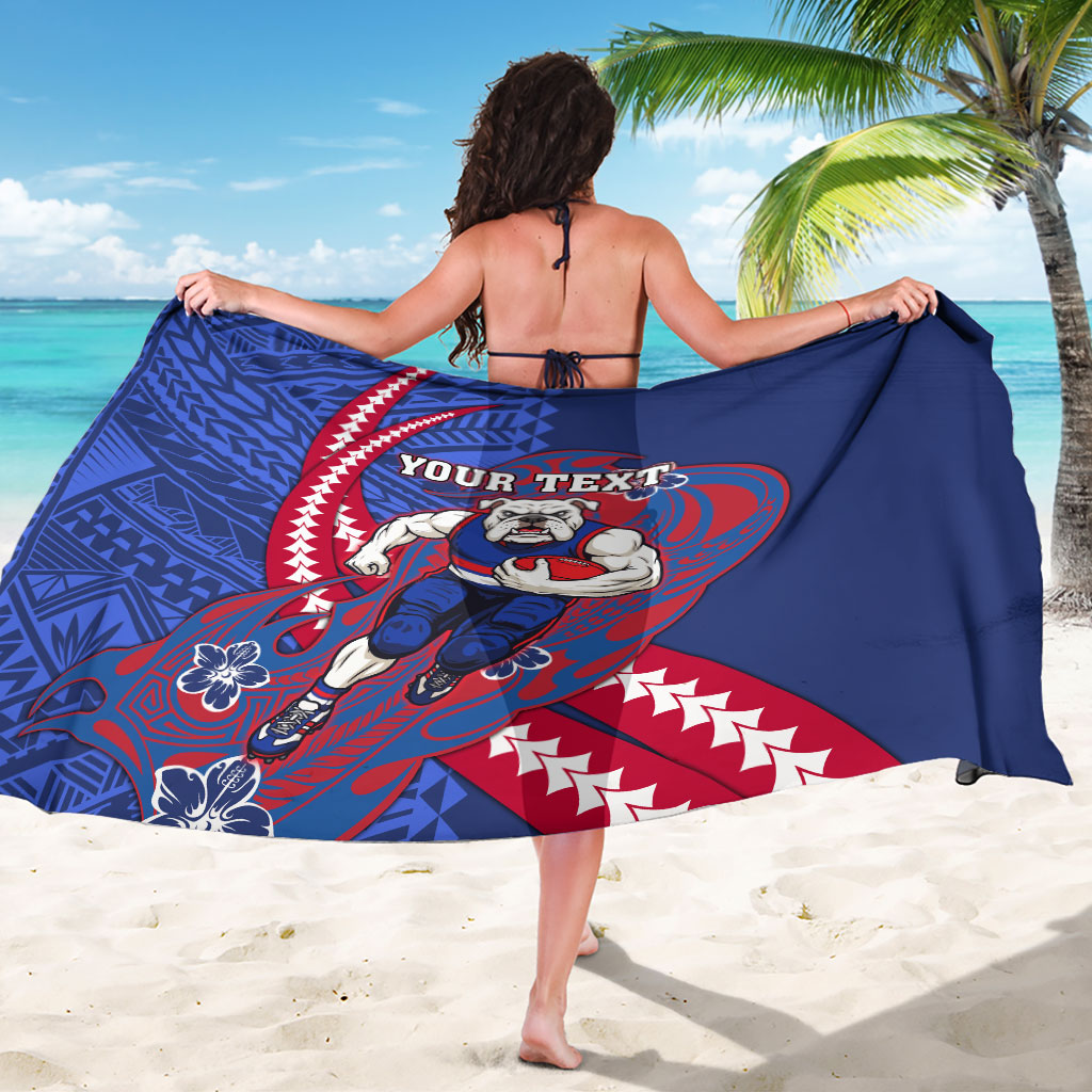 Personalized Western Bulldogs Sarong Polynesian Tribal Bulldog Mascot With Hibiscus Floral Art