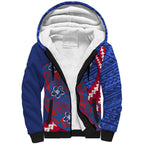 Personalized Western Bulldogs Sherpa Hoodie Polynesian Tribal Bulldog Mascot With Hibiscus Floral Art