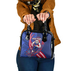 Personalized Western Bulldogs Shoulder Handbag Polynesian Tribal Bulldog Mascot With Hibiscus Floral Art