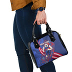 Personalized Western Bulldogs Shoulder Handbag Polynesian Tribal Bulldog Mascot With Hibiscus Floral Art