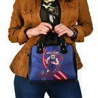Personalized Western Bulldogs Shoulder Handbag Polynesian Tribal Bulldog Mascot With Hibiscus Floral Art