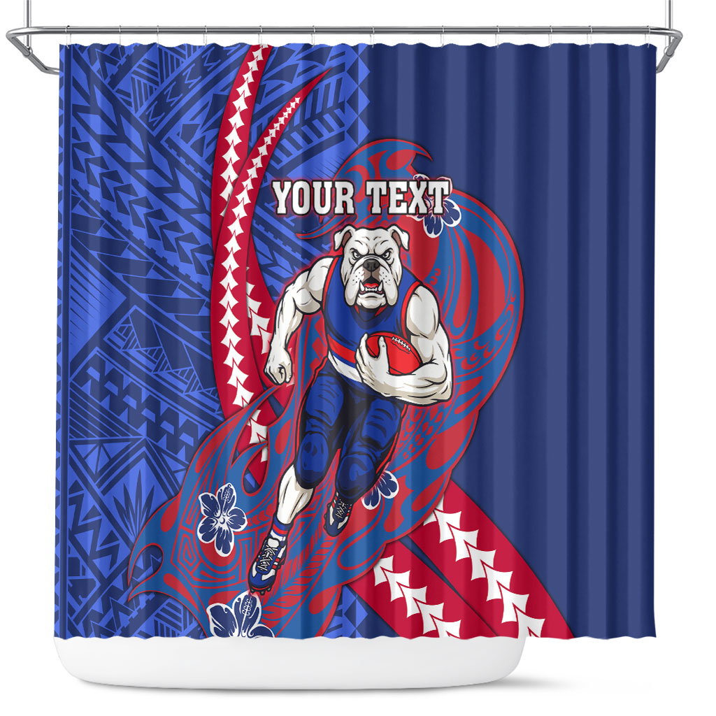 Personalized Western Bulldogs Shower Curtain Polynesian Tribal Bulldog Mascot With Hibiscus Floral Art