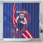 Personalized Western Bulldogs Shower Curtain Polynesian Tribal Bulldog Mascot With Hibiscus Floral Art