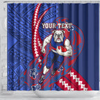 Personalized Western Bulldogs Shower Curtain Polynesian Tribal Bulldog Mascot With Hibiscus Floral Art