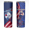 Personalized Western Bulldogs Skinny Tumbler Polynesian Tribal Bulldog Mascot With Hibiscus Floral Art