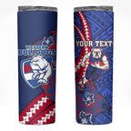 Personalized Western Bulldogs Skinny Tumbler Polynesian Tribal Bulldog Mascot With Hibiscus Floral Art