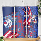 Personalized Western Bulldogs Skinny Tumbler Polynesian Tribal Bulldog Mascot With Hibiscus Floral Art