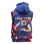Personalized Western Bulldogs Sleeveless Hoodie Polynesian Tribal Bulldog Mascot With Hibiscus Floral Art
