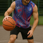 Personalized Western Bulldogs Sleeveless Hoodie Polynesian Tribal Bulldog Mascot With Hibiscus Floral Art