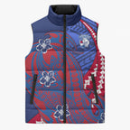 Personalized Western Bulldogs Sleeveless Puffer Jacket Polynesian Tribal Bulldog Mascot With Hibiscus Floral Art