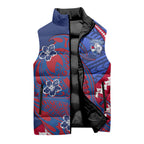 Personalized Western Bulldogs Sleeveless Puffer Jacket Polynesian Tribal Bulldog Mascot With Hibiscus Floral Art