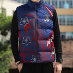 Personalized Western Bulldogs Sleeveless Puffer Jacket Polynesian Tribal Bulldog Mascot With Hibiscus Floral Art
