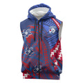 Personalized Western Bulldogs Sleeveless Zip Hoodie Polynesian Tribal Bulldog Mascot With Hibiscus Floral Art