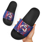 Personalized Western Bulldogs Slide Sandals Polynesian Tribal Bulldog Mascot With Hibiscus Floral Art