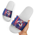 Personalized Western Bulldogs Slide Sandals Polynesian Tribal Bulldog Mascot With Hibiscus Floral Art
