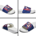Personalized Western Bulldogs Slide Sandals Polynesian Tribal Bulldog Mascot With Hibiscus Floral Art