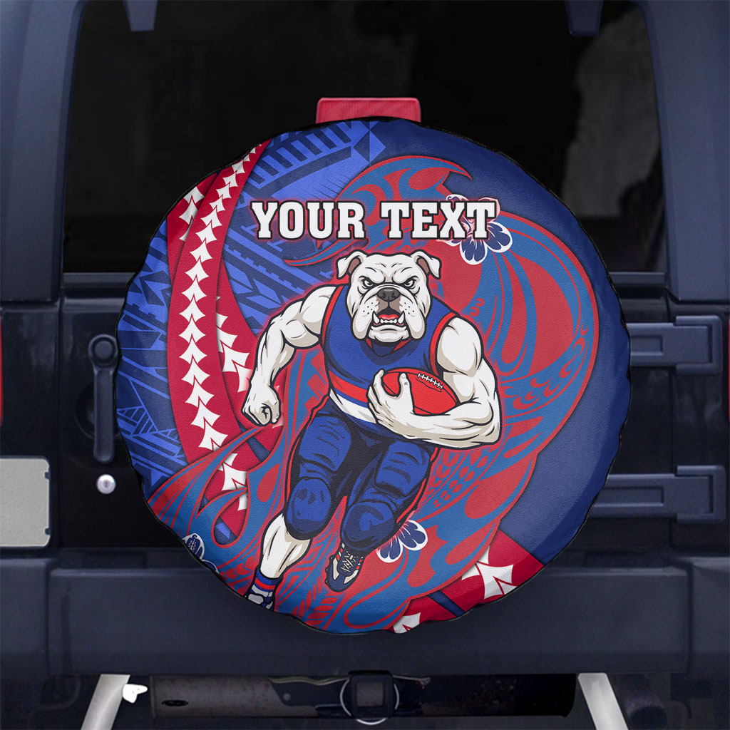 Personalized Western Bulldogs Spare Tire Cover Polynesian Tribal Bulldog Mascot With Hibiscus Floral Art