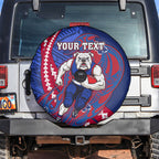 Personalized Western Bulldogs Spare Tire Cover Polynesian Tribal Bulldog Mascot With Hibiscus Floral Art