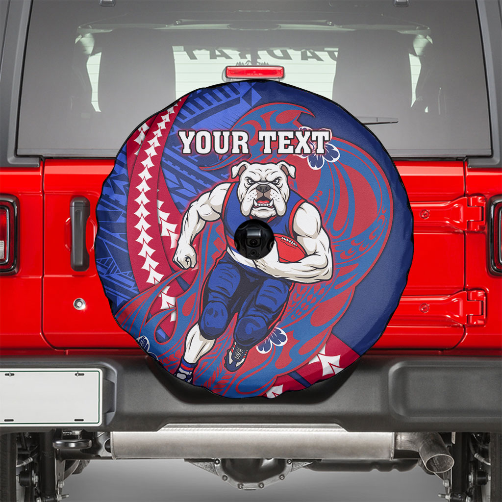 Personalized Western Bulldogs Spare Tire Cover Polynesian Tribal Bulldog Mascot With Hibiscus Floral Art