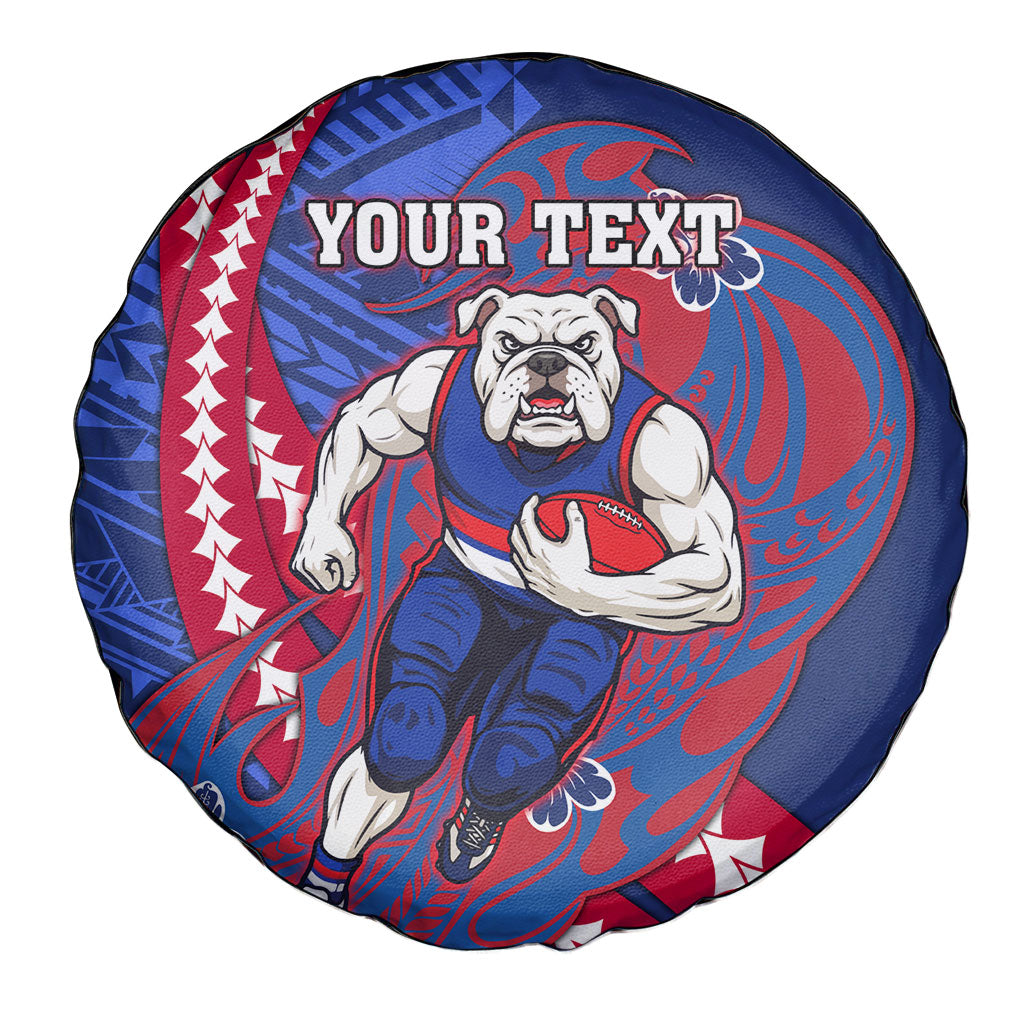 Personalized Western Bulldogs Spare Tire Cover Polynesian Tribal Bulldog Mascot With Hibiscus Floral Art