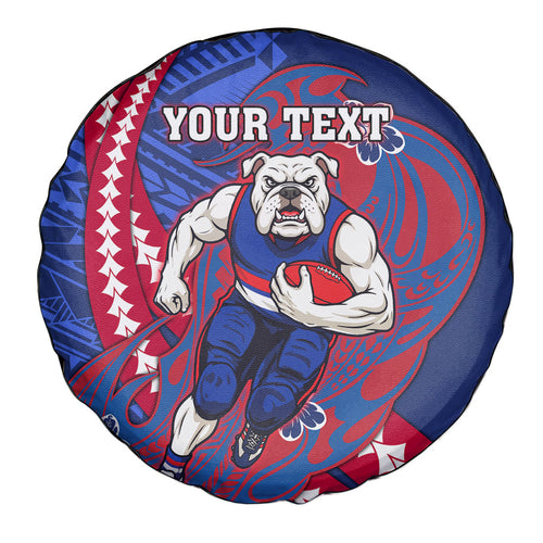 Personalized Western Bulldogs Spare Tire Cover Polynesian Tribal Bulldog Mascot With Hibiscus Floral Art