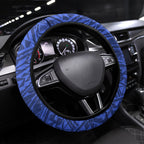 Western Bulldogs Steering Wheel Cover Polynesian Tribal Bulldog Mascot With Hibiscus Floral Art