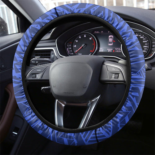 Western Bulldogs Steering Wheel Cover Polynesian Tribal Bulldog Mascot With Hibiscus Floral Art
