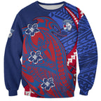 Personalized Western Bulldogs Sweatshirt Polynesian Tribal Bulldog Mascot With Hibiscus Floral Art