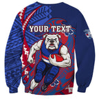 Personalized Western Bulldogs Sweatshirt Polynesian Tribal Bulldog Mascot With Hibiscus Floral Art