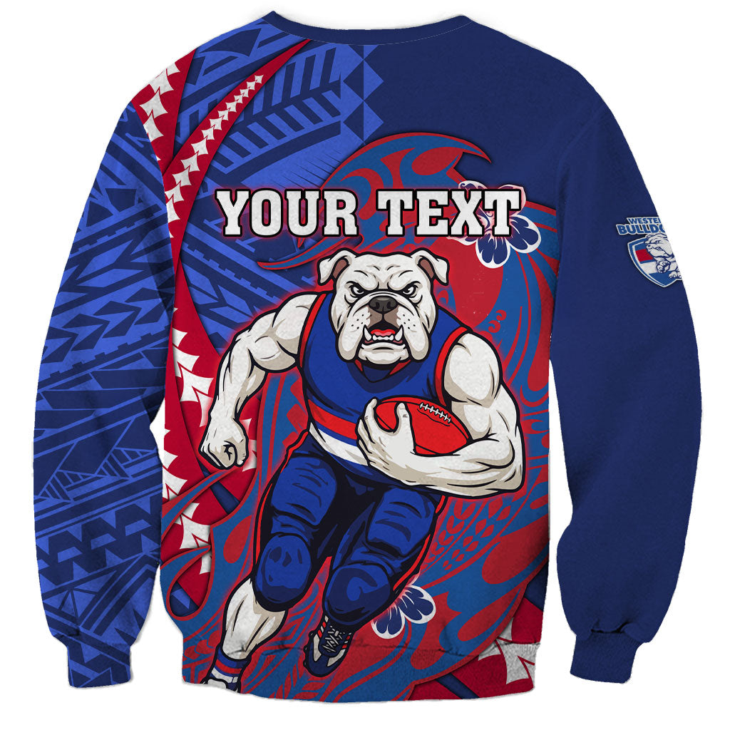 Personalized Western Bulldogs Sweatshirt Polynesian Tribal Bulldog Mascot With Hibiscus Floral Art