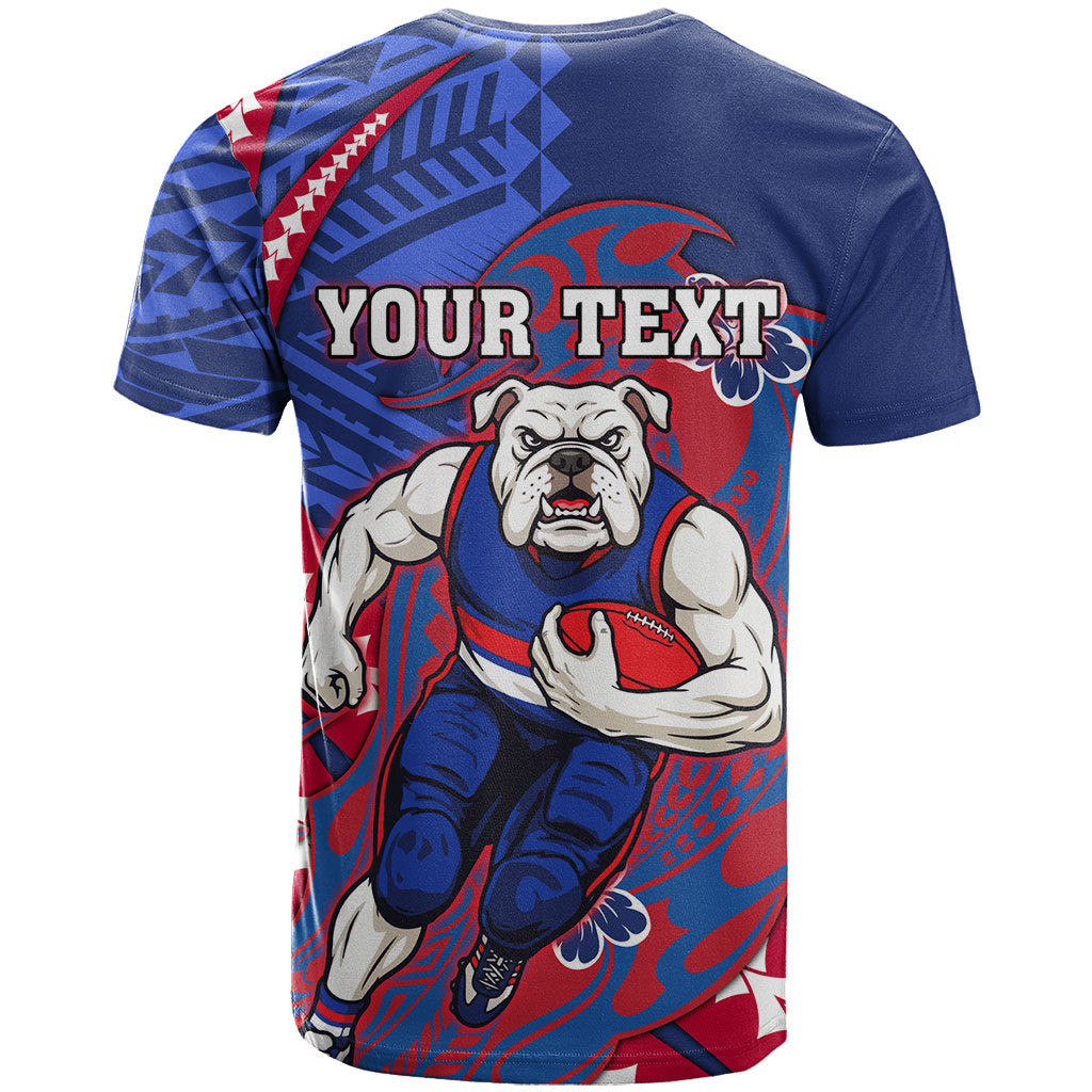 Personalized Western Bulldogs T Shirt Polynesian Tribal Bulldog Mascot With Hibiscus Floral Art