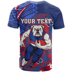 Personalized Western Bulldogs T Shirt Polynesian Tribal Bulldog Mascot With Hibiscus Floral Art