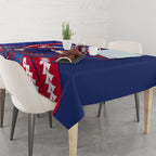 Personalized Western Bulldogs Tablecloth Polynesian Tribal Bulldog Mascot With Hibiscus Floral Art