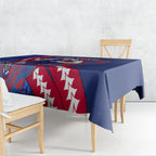 Personalized Western Bulldogs Tablecloth Polynesian Tribal Bulldog Mascot With Hibiscus Floral Art