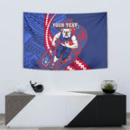 Personalized Western Bulldogs Tapestry Polynesian Tribal Bulldog Mascot With Hibiscus Floral Art