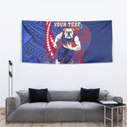 Personalized Western Bulldogs Tapestry Polynesian Tribal Bulldog Mascot With Hibiscus Floral Art