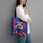 Personalized Western Bulldogs Tote Bag Polynesian Tribal Bulldog Mascot With Hibiscus Floral Art