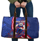 Personalized Western Bulldogs Travel Bag Polynesian Tribal Bulldog Mascot With Hibiscus Floral Art